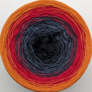 Gradient Cake Yarn, Ombre Yarn Cake, Color Change yarn, 3 ply, 4pl Yarn.Agnes World Ombre Yarn. 336