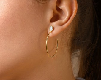 Ava Hoop Earrings, 18K Gold Filled & Cubic Zirconia, Bridal Jewelry