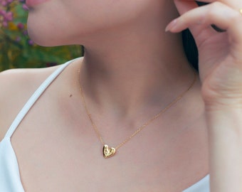 Amore Necklace, 18K Gold Plated , Irregular Heart, Gold Pendant , Heart Necklace , Anniversary Necklace , Love Pendant , Hear Pendant