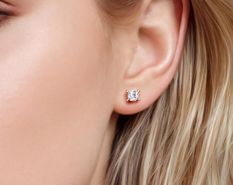 Moissanite Stud Earrings: 925 Sterling Silver Minimalist Jewelry