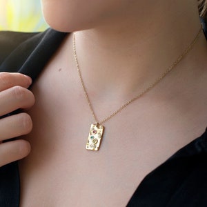 Confetti, 18K Gold Plated 316 Stainless Steel Necklace, Colorful Zircon Pendant, Water Resistant, Tarnish Resistant