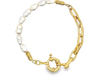 Chiara, 18K Gold Filled and Freshwater Baroque Pearl Bracelet