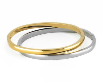 Halo, 316L Stainless Steel Bangle Bracelet Set, Water Resistant, Tarnish Resistant, Hypoallergenic.