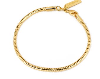 Remi, 18K Gold Filled, Round Snake Chain Bracelet, Rhodium Filled, Water Resistant Jewelry