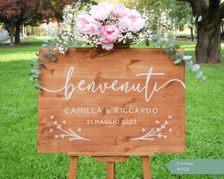 Cartello Di Benvenuto In Legno A Forma Di Cuore Con Cicogna E Bambino - Targa Per Porta, Decorazione Nascita, 13x12 Cm