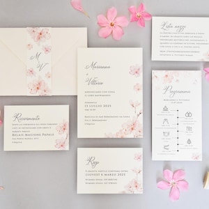 Partecipazioni di Matrimonio | Coordinato Sakura | Partecipazioni Artigianali | Made in Italy | Inviti Nozze | BloomingLab