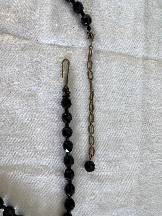 Vintage Black Glass Bead Necklace - image 3