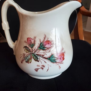 Ironstone China - Moss Rose - Antique Pitcher,  circa 1895-1904