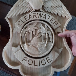 Handmade Wood Clearwater (Florida) Police Patch