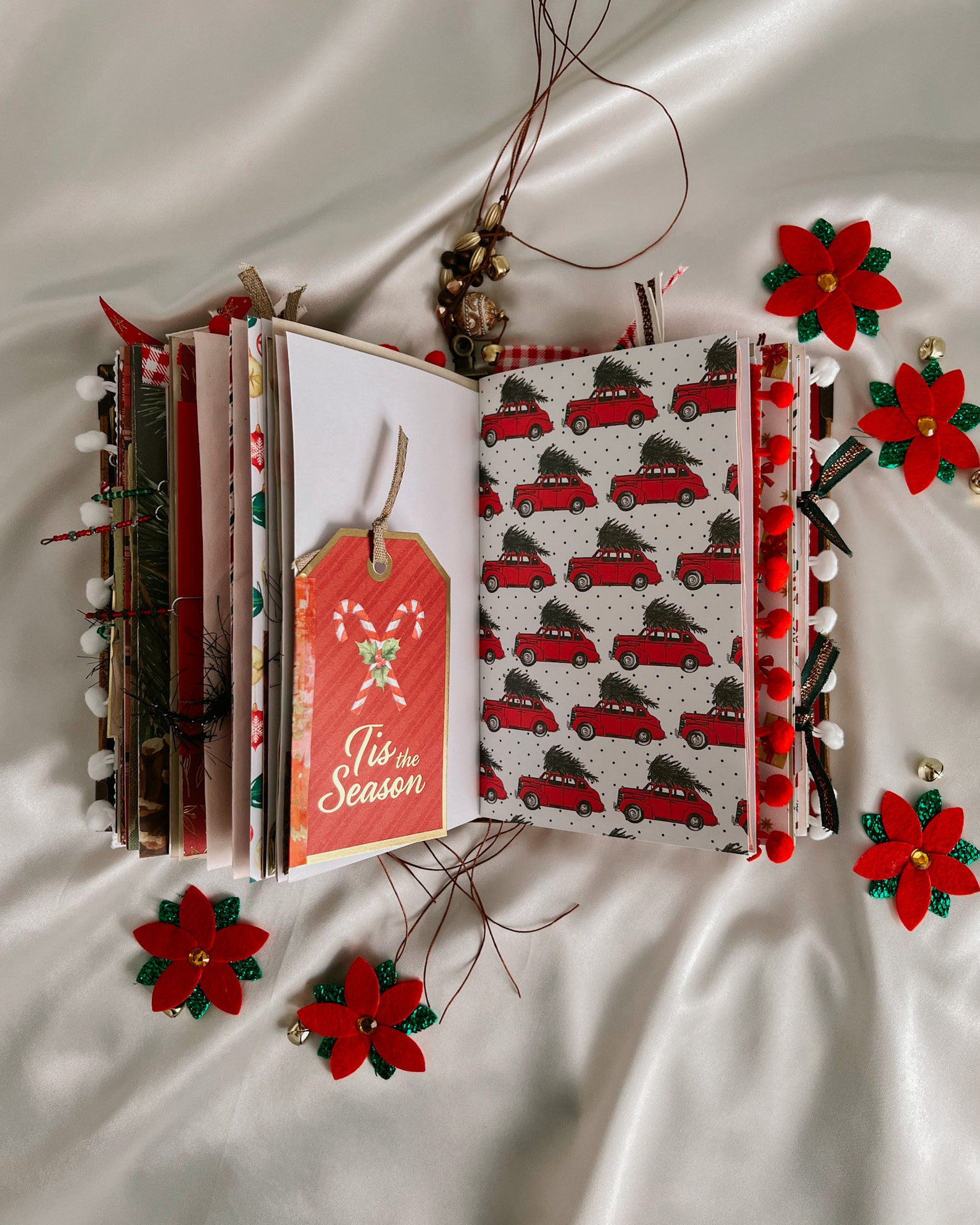 Red Christmas Holiday Journal, Junk Journal Style Diary, Scrapbook for ...