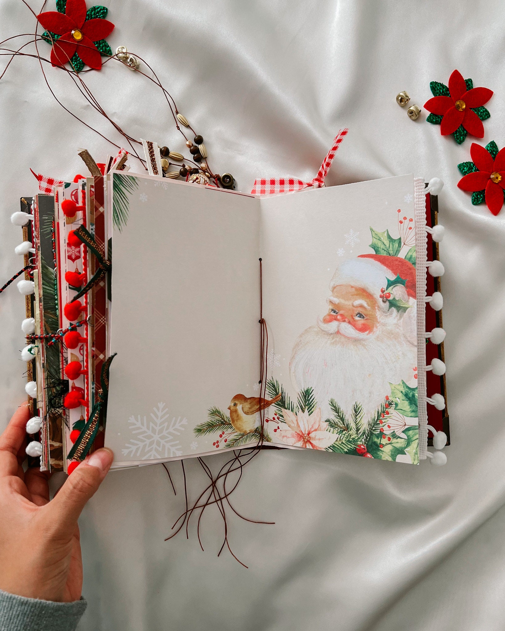 Red Christmas Holiday Journal, Junk Journal Style Diary, Scrapbook for ...