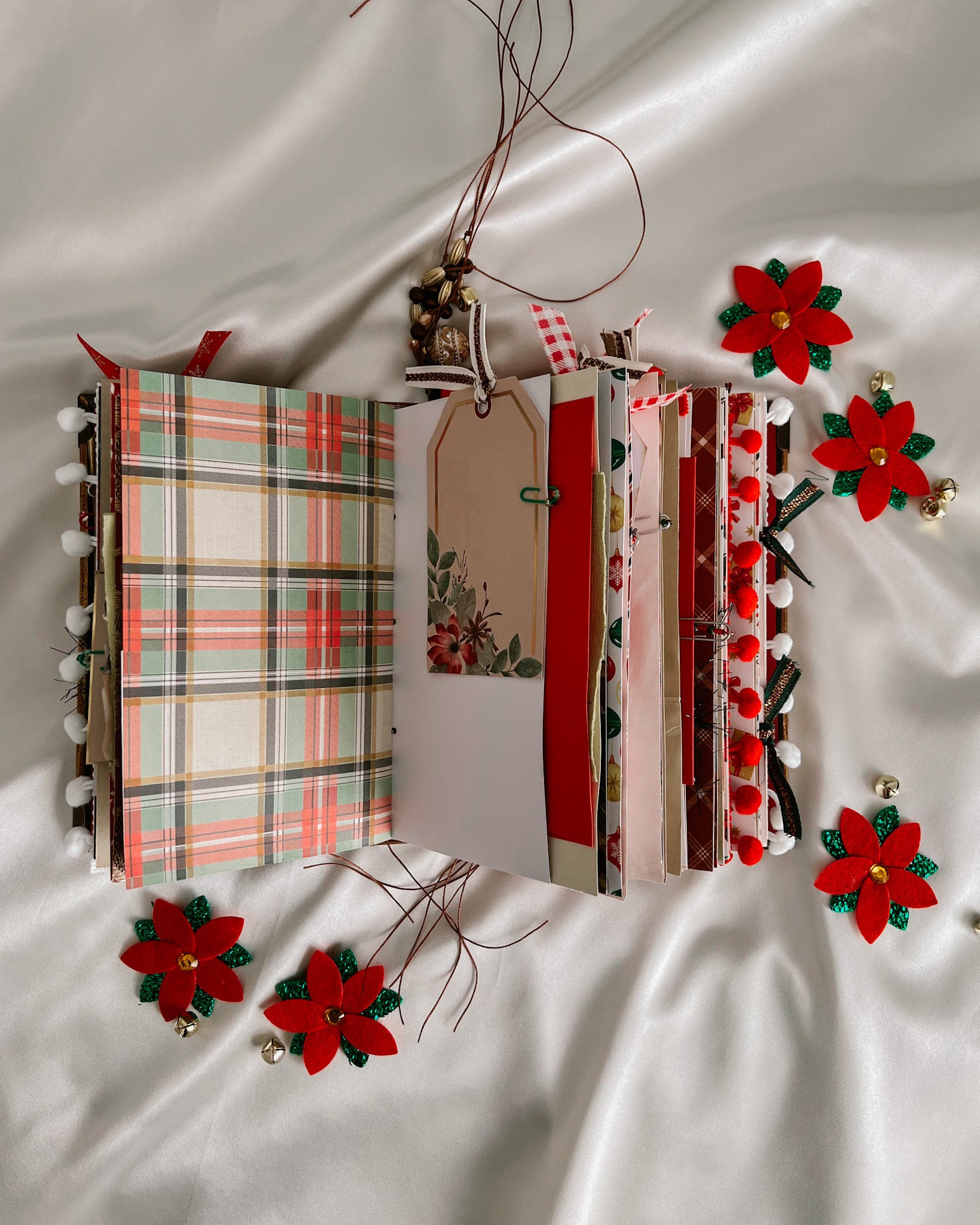 Red Christmas Holiday Journal, Junk Journal Style Diary, Scrapbook for ...