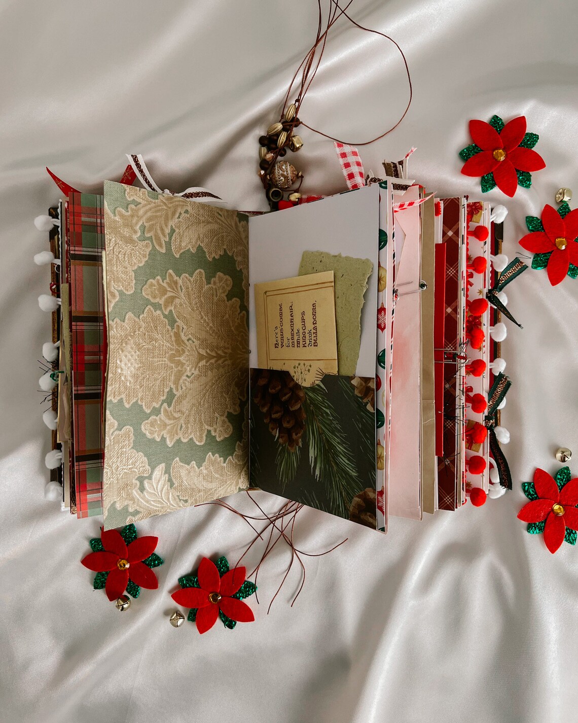Red Christmas Holiday Journal, Junk Journal Style Diary, Scrapbook for ...