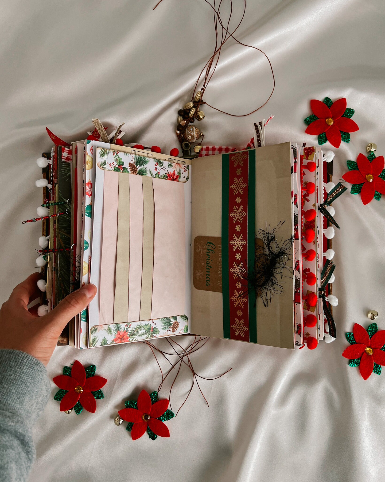Red Christmas Holiday Journal, Junk Journal Style Diary, Scrapbook for ...