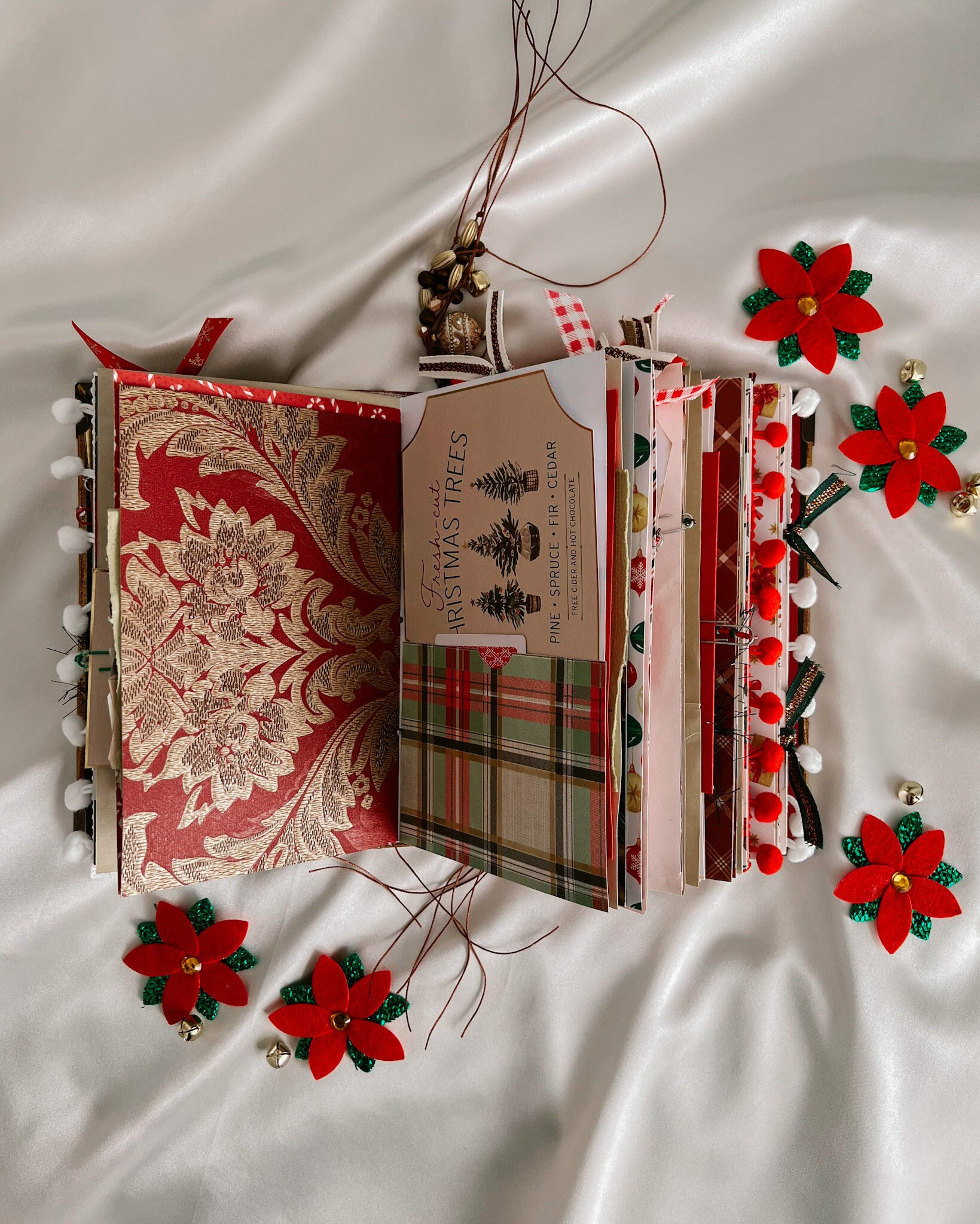 Red Christmas Holiday Journal, Junk Journal Style Diary, Scrapbook for ...