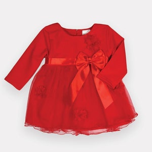 Red Flower Ribbon Tulle Baby Toddler Dress