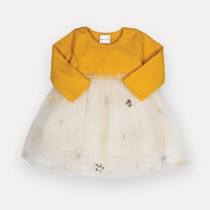 Prinses Ballerina Tulle Baby Peuter Jurk in Geel & Crème