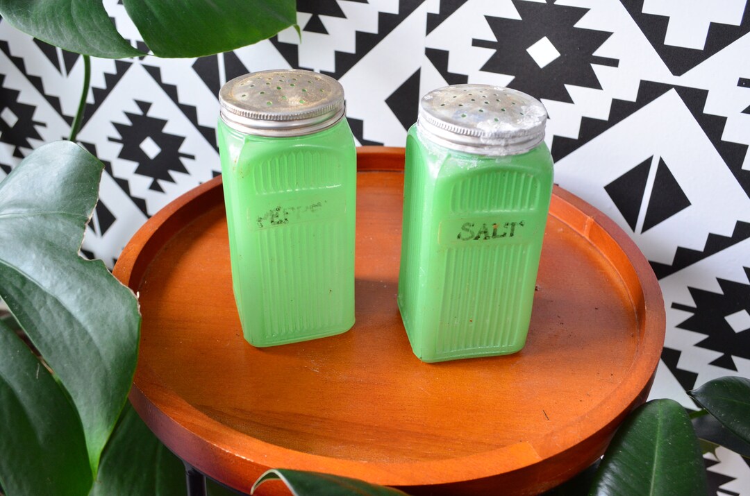 Vintage Jadeite Salt and Pepper Shakers Etsy