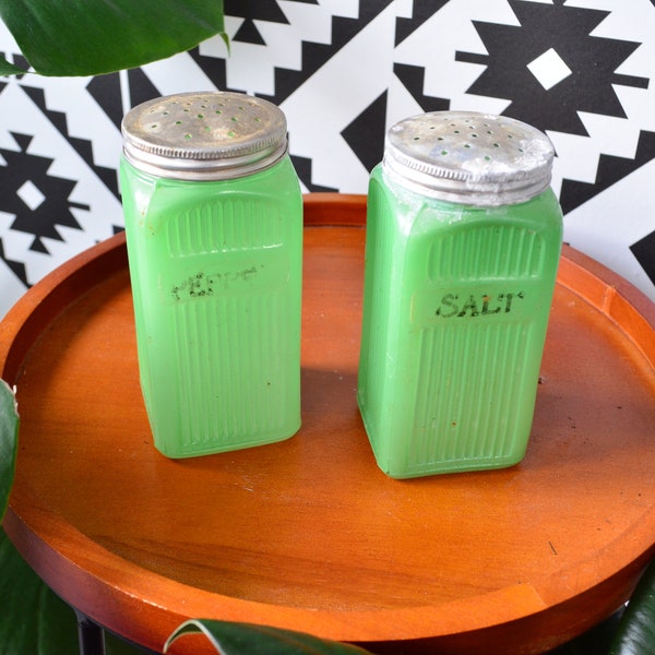 Vintage Jadeite Salt and Pepper Shakers