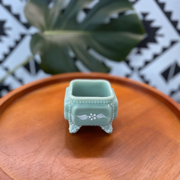 Vintage Claw Foot Jadeite Jewelry Box