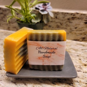 sunset orange homemade soap (bath soap size) all natural soap
