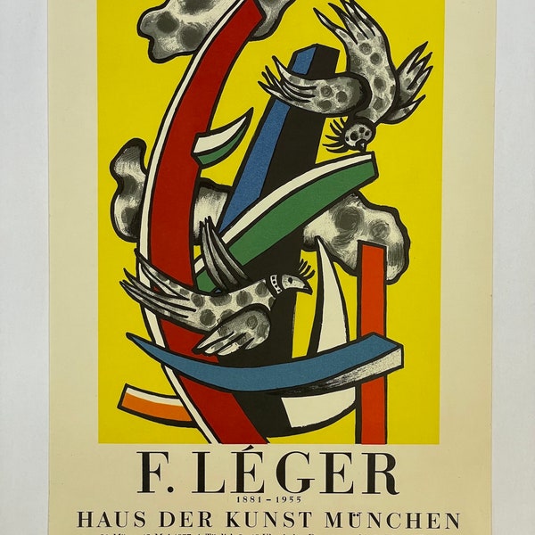 Original Ausstellungsplakat von F. Leger im Haus der Kunst München 1957