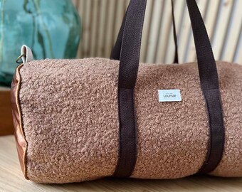 Sac week-end sherpa marron fait main