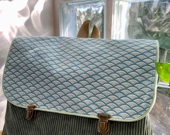 Cartable maternelle en velours côtelé fait main