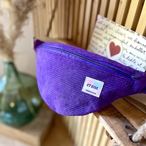 Handmade purple corduroy fanny pack