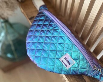 Handmade iridescent quilted mermaid fanny pack