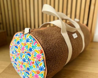 Bolso de fin de semana sherpa moumoute marrón hecho a mano