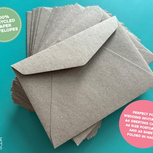 Kraft C6 Envelopes, 100% Recycled Kraft Brown Envelope, Eco Recycled Invitation Envelopes, RSVP Envelopes, Brown Blank Envelope 114 x 162mm