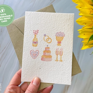 Wedding Plantable Seed Card, Plantable Wedding Cards, Seeded Card, Eco Friendly Wedding Gift, Plantable Paper Card, Handmade Wedding Card