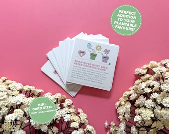 Plantable Seed Paper Planting Guide Cards: Swan River Daisy Favors - Pack of 15