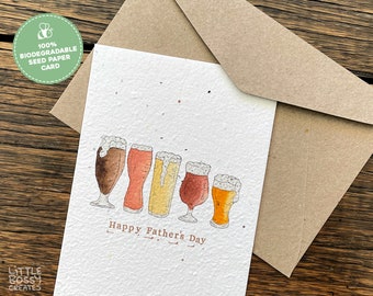 Beer Lover Card, Father's Day Plantable Seed Card, Handmade Fathers Day Card, Father's Day Greeting Card, Dad Card, Happy Father's Day Card