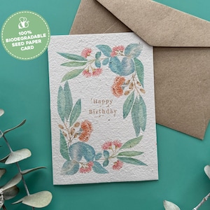 Plantable Birthday Card Australian Native Flowers, Wildflower Seed Cards, Seed Paper Birthday Card, Handmade Plantable Seed Greeting Cards