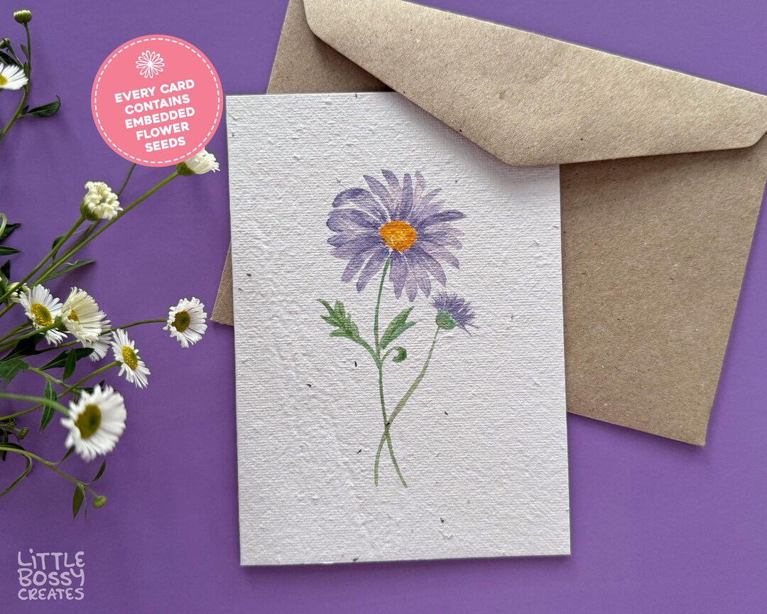 Plantable Daisy Seed Card: Handmade Wildflower Thank You Card - Etsy