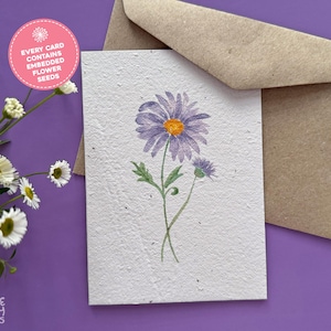 Plantable Seed Card Daisy Flower, Seed Paper Blank Card with Envelope, Thank You Card, Birthday Card, Handmade Wildflower Card, Floral Card