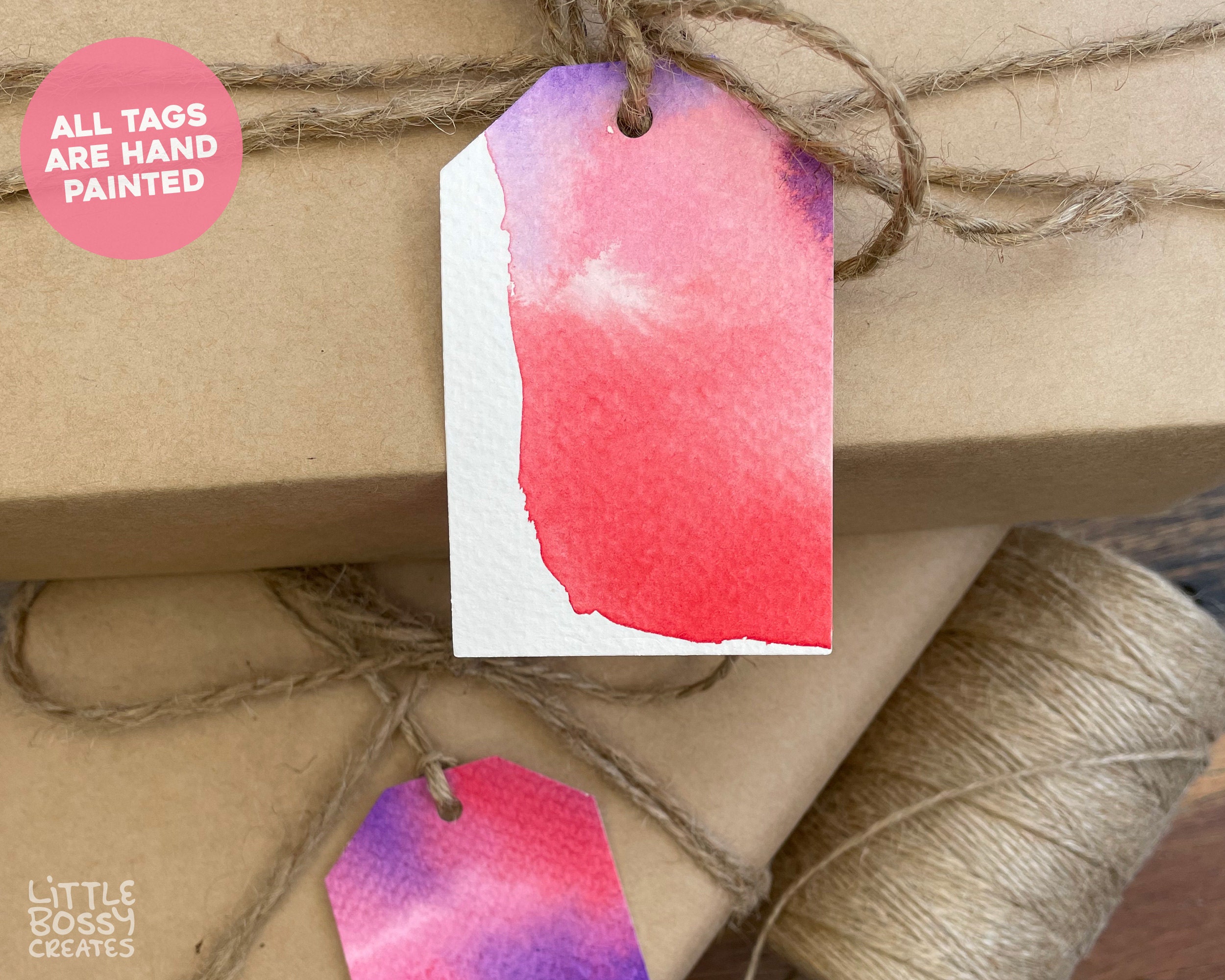 Watercolour Gift Tags, Pack of 10 Abstract Hand Painted Gift Tags