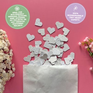 Tiny Plantable Seed Paper Hearts Bulk, Paper Hearts Plantable Wedding Favours, Eco Friendly Gifts Wedding, Flower Seed Baby Shower Favours