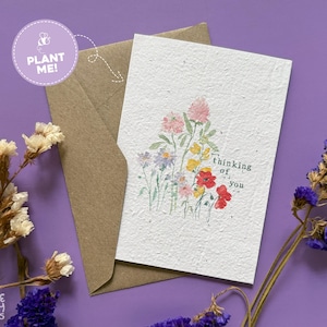 Thinking Of You Wildflower Plantable Seed Card, Seeded Paper Sympathy Card, Seed Paper Condolence Card, Sorry for your Loss Bereavement Card