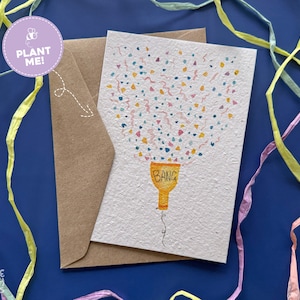 Plantable Congratulations Card Party Popper Confetti, Plantable Seed Paper Birthday Cards, Seed Paper Celebration Card Funny Birthday Card