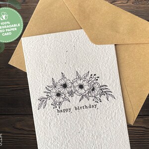 Happy Birthday Plantable Seed Card, Seed Paper Birthday Flowers Card, Birthday Seeded Card, Eco Friendly Sustainable Handmade Seeded Card