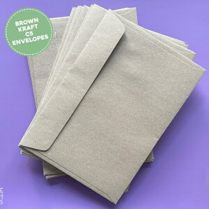Kraft C5 Envelopes, 100% Recycled Kraft Brown Envelope, Eco Recycled Invitation Envelopes, Save The Date Brown Blank Envelopes 162 x 229mm