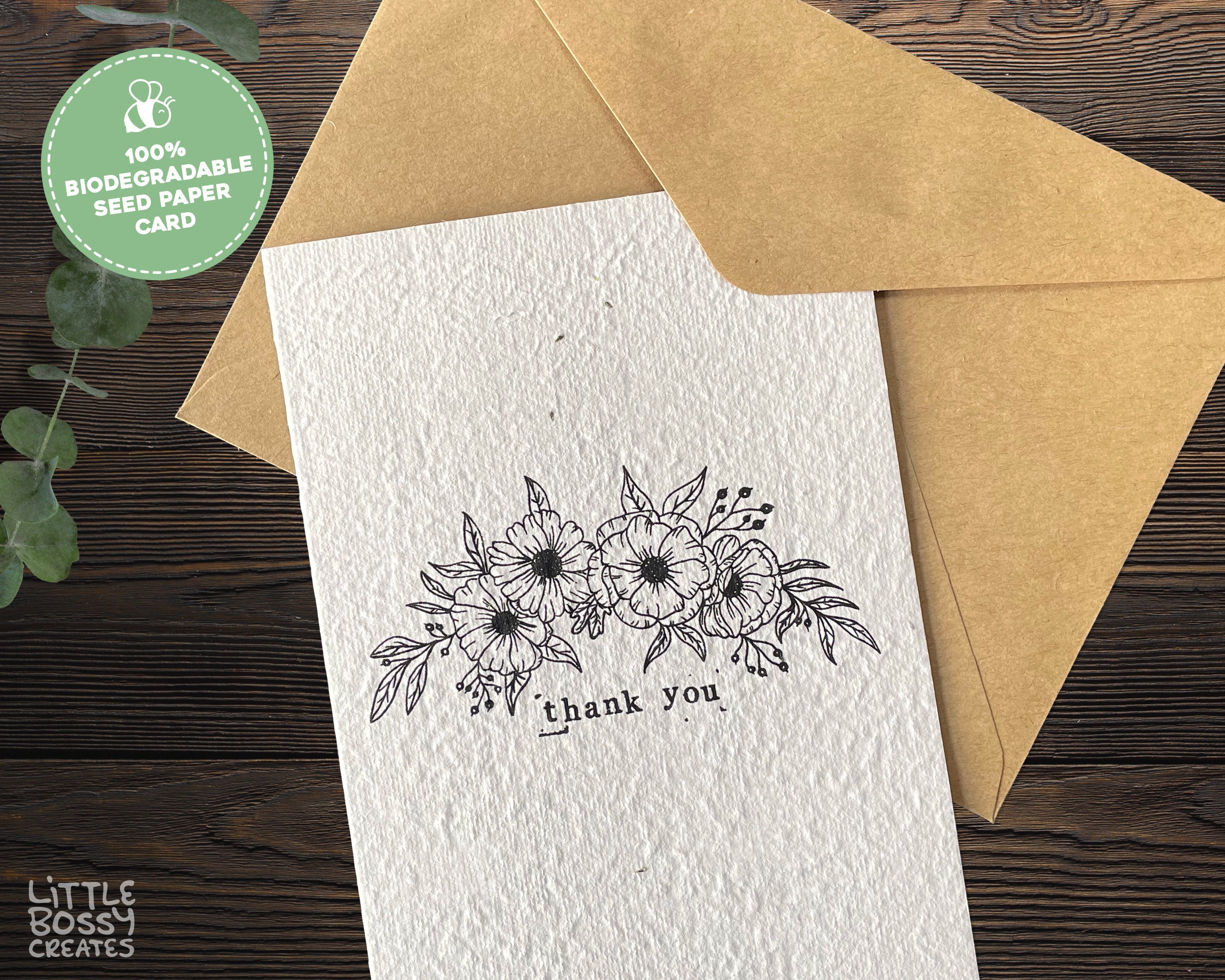 Plantable Thank You Card, Flower Thank You Seed Paper Greeting Card ...