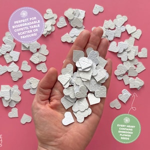 Tiny Plantable Seed Paper Hearts Wedding Confetti Biodegradable, Paper Hearts Plantable Wedding Favours, Eco Friendly Scatter Hearts Wedding