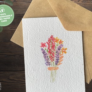 Flower Bouquet Plantable Seed Card, Blank Eco-Friendly Plantable Note Card, Handmade Sustainable Thank You Seed Card, Thinking of You Card