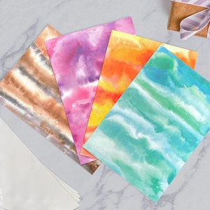 Watercolour Greeting Card Set, Colourful Abstract Watercolour Birthday Cards, Original Artwork Thank You Note Card Pack with Blank Envelopes