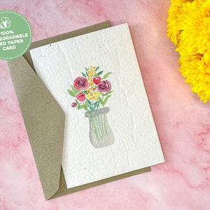 Flower Vase Birthday Card, Plantable Seed Card, Plantable Birthday Card, Flower Seed Card, Eco Friendly Gifts, Handmade Plantable Paper Card