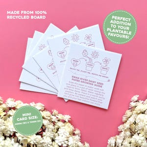 Mini Planting Guide Instructions Pack of 15 Cards, 100% Recycled Planting Guide Instructions for Baby Shower Favours Wedding Favours